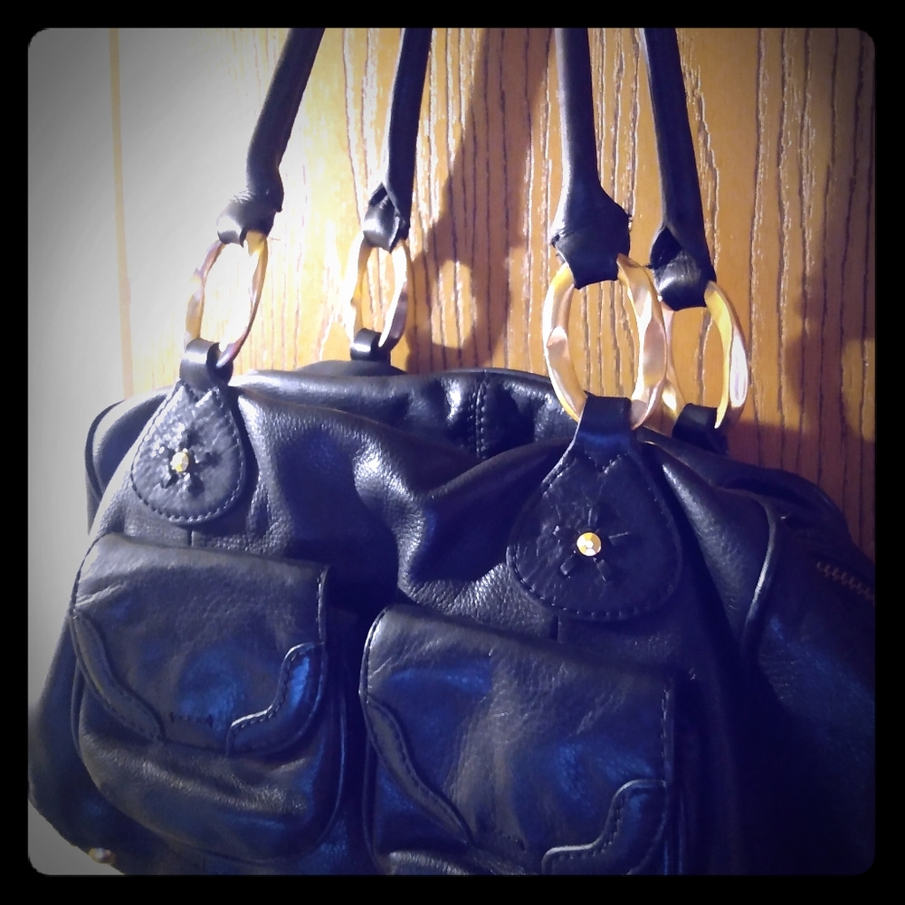 Classy, black, leather, silk lined, designer 👜